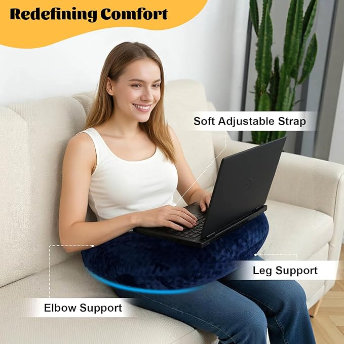 IFOYO Ergonomic Gaming Pillow for Lap, Blue U-Shaped Crochet Pillow for Lap Support, Soft Reading Pillows Provide Arms Legs Neck Support to Long Gaming Sessions, Crocheting, Reading, Working
