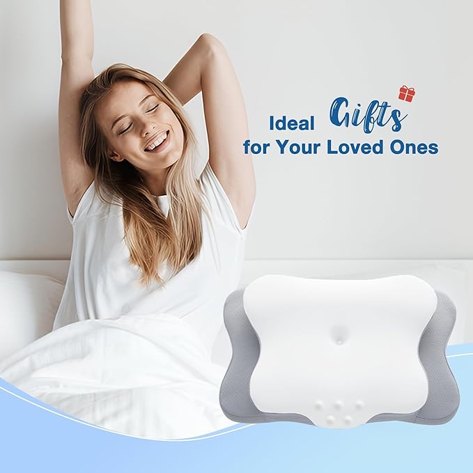 Cervical Pillow for Neck Pain Relief, Cooling Contour Memory Foam Pillows Support Odorless Ergonomic Neck Pillow Adjustable Orthopedic Bed Pillow for Side Back Stomach Sleeper,Snow