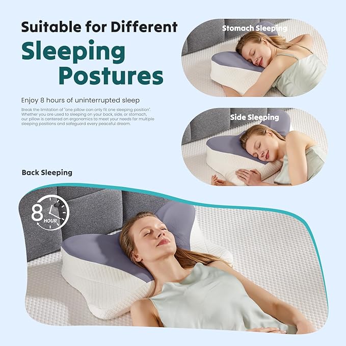 OLIXIS Cervical Neck Pillow for Pain Relief, Ergonomic Memory Foam Pillows for Sleeping, Cooling Side Sleeper Pillow for Neck Support, Contour Pillow Orthopedic Bed Pillow for Back Stomach Sleepers