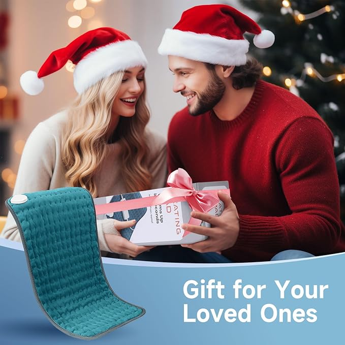 Heating Pad for Back Neck Shoudler Period Cramps Pain Relief,Portable Heating Pad Christmas Mother's Gifts for Women, Men, Mom, Wife, 6 Heat Levels & 4 Timer (Cyan)