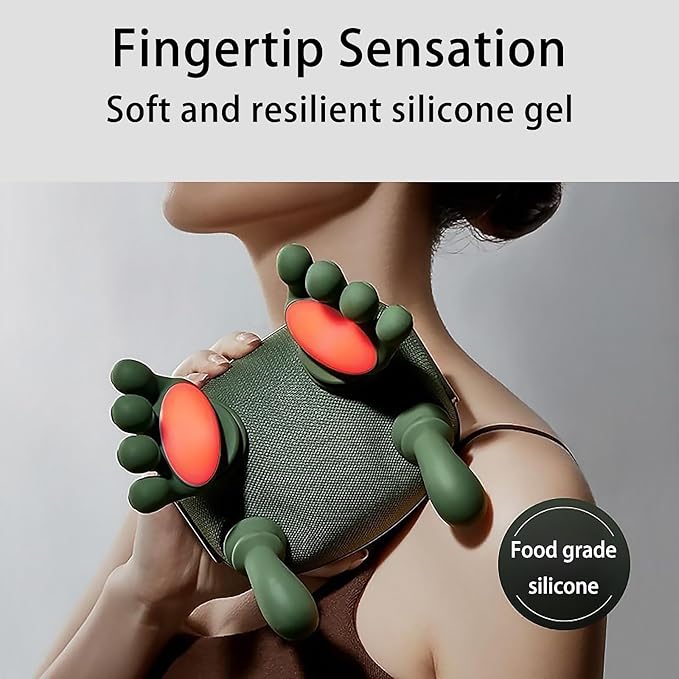 Bionic Heated Massager, Portable Shiatsu Neck and Back Massager, Electric Deep Tissue 4D Kneading Massage, Simulated Human Hand Design for Pain Relief and Muscle Relax