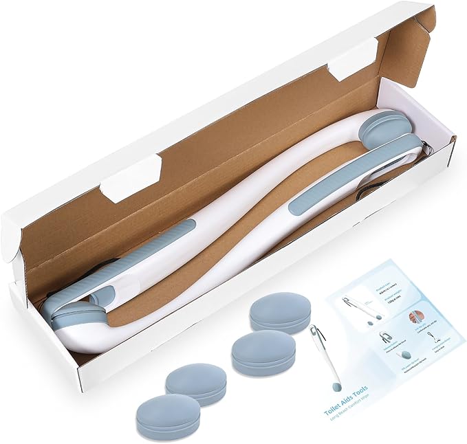 Toilet Aids for Wiping Bottom, 2-Pack - Long Reach Comfort Wipe with Replaceable Head & Strap - Bottom Buddy Wiping Aid for Elderly, Disabled & Post-Surgery