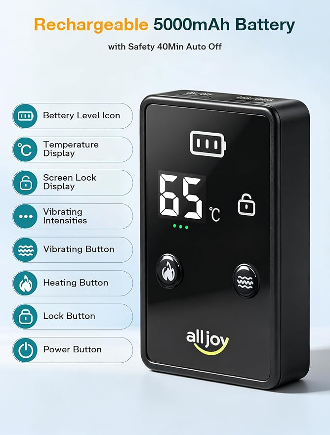 ALLJOY 67" Cordless Heating Pad for Back Pain Relief FSA Eligible HSA, Mothers Day Gifts for Women Mom Men Dad, Portable Lower Back Massager with 3 Heat 5 Vibration, Wireless Heating Pad for Cramps