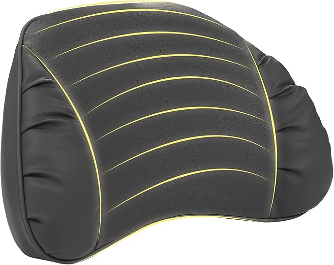 Lumbar Support Pillow for Car Seat, Memory Foam Leather Lumbar Pillow for Lower Back Pain Relief - Back Cushion for Driving - Chair Support for Office Chair, Gaming Chair, Black, 1 Pack