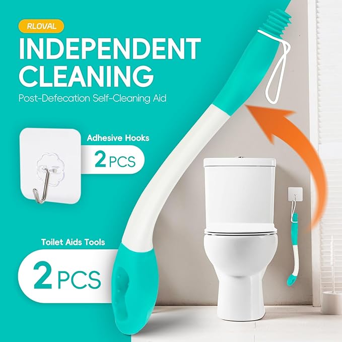 Butt Wiper Tool Wiper,15.75"Extra Long Toilet Assistance for Elderly,Disabled,Fat People,Pregnant,Easily Grips Toilet Paper or Wet Wipes Without Falling Out,Highly Practical Easy to Use with 2 Hooks