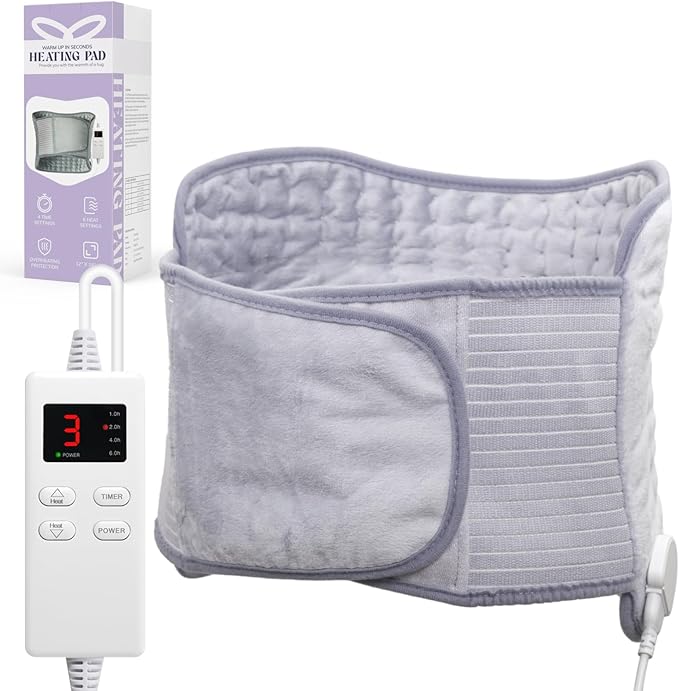 Heating Pad for Back and Shoulder Pain, 6 Temperature Levels & 4 Auto-Off Timers, Moist Electric Heat Pad for Cramps Relief, Gifts for Women and Men