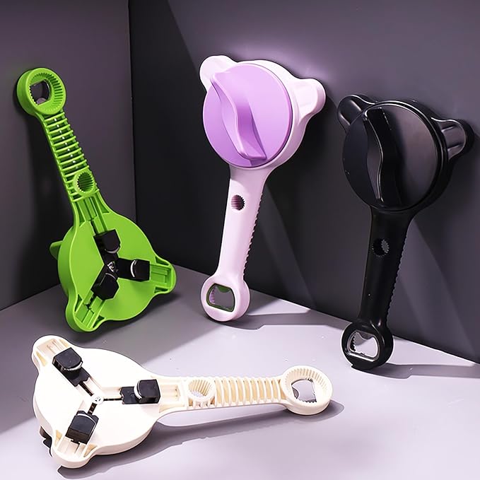 Multi Functional Jar Opener & Bottle Opener with Bonus Non-Slip Grip Cover, Effortless Lid Remover for Seniors, Weak Hands & Women, Kitchen Gadget
