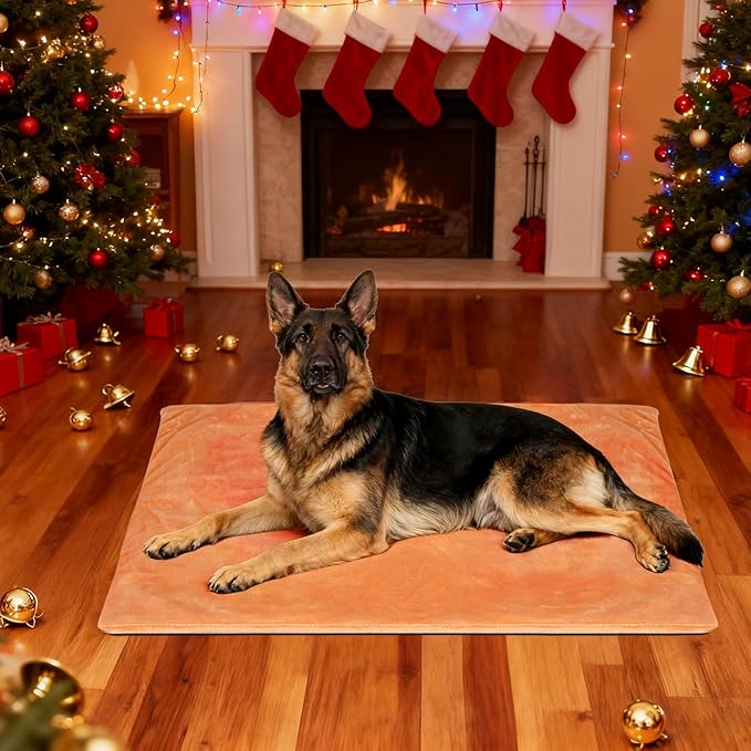 RIOGOO Pet Heating Pad, Electric Heating Pad for Dogs and Cats with Timer, 6 Level Adjustable Temperature Dog Heated Blanket (Brown, XL:36''x27'')