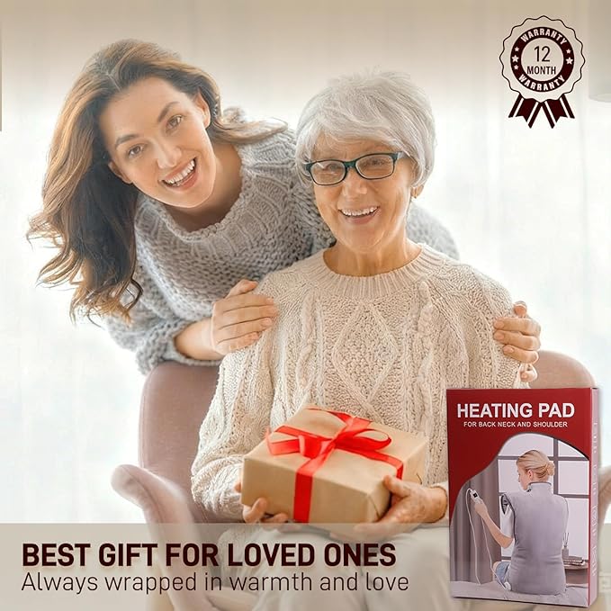 Heating Pad for Neck and Shoulders and Back - Electric Heating Pad for Pain Relief with 6 Heating Levels & 4 Time Setting, Christmas Birthday Gifts for Women Men Dad Mom Elderly (20" x 30")
