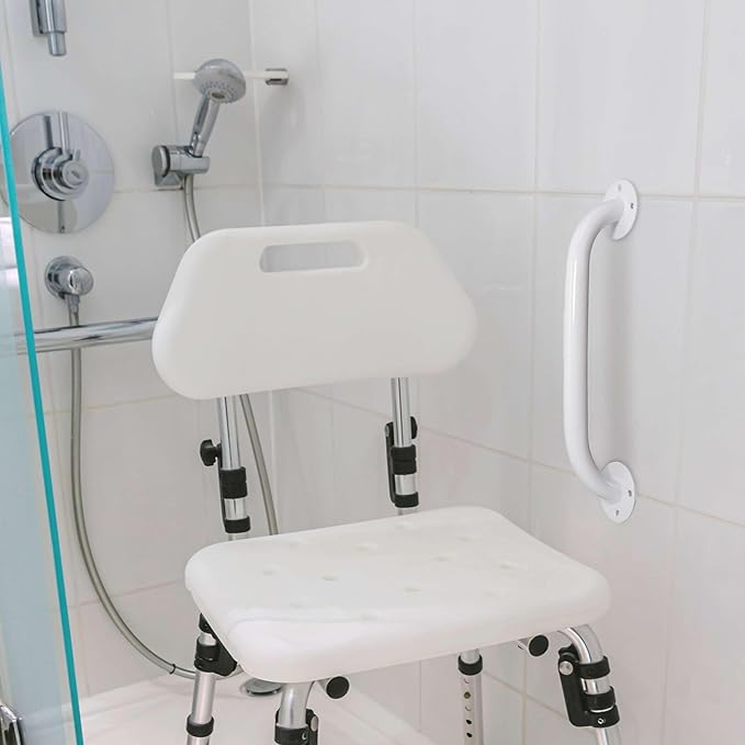 White 12 Inch Grab Bars for Bathtubs and Showers - Powder Coated Steel Bathroom Safety Rail Handle - Non Slip Grip Handicap Grab Bar for Seniors, 250 lbs Weight Support Capacity