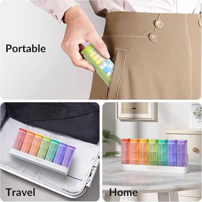 KOVIUU Weekly Pill Organizer 3X a Day, Detachable Pill Box 7 Day, Large 3 Times Daily Pill Case, Travel Pill Container Holder, Week Medication Dispenser Pillbox for Vitamin Supplement Medicine, White