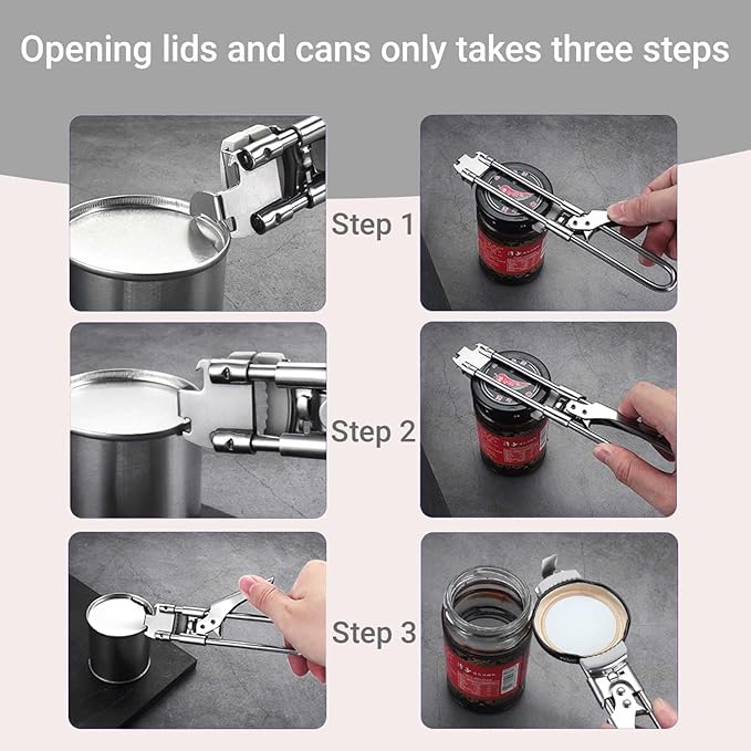 2026 New Multi-function Stainless Steel Can Opener,Jar Opener for Weak Hands,Adjustable Jar Opener,Jar Lid Gripper Bottle Opener,Kitchen Gadgets Accessories