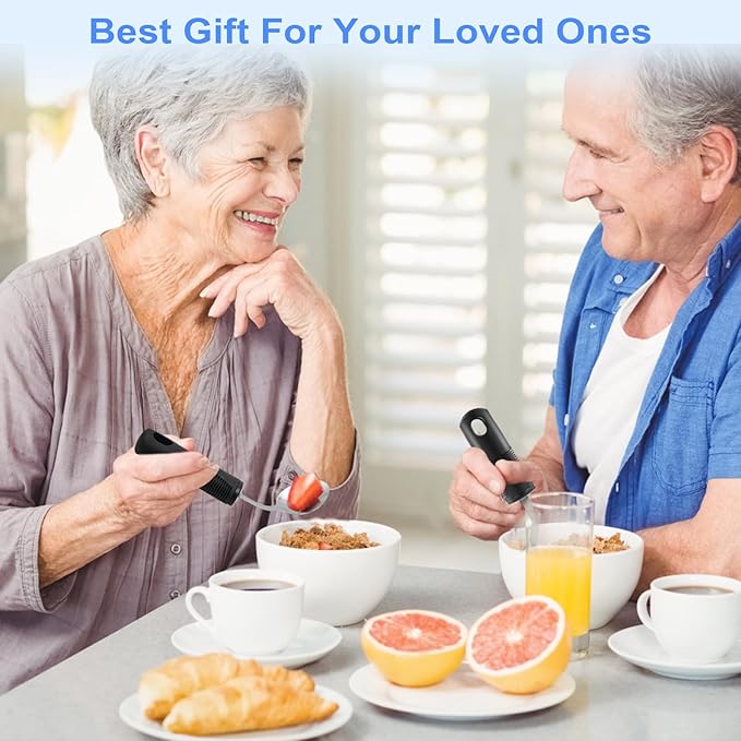 Adaptive Utensils, Weighted Utensils for Hand Tremors, Utensils for Parkinsons Patients,Elderly,Arthritis,Weak Hand Grip. Stainless Steel Knife,Fork,Spoons and Rocker Knife Set (4pcs Right-Handed)