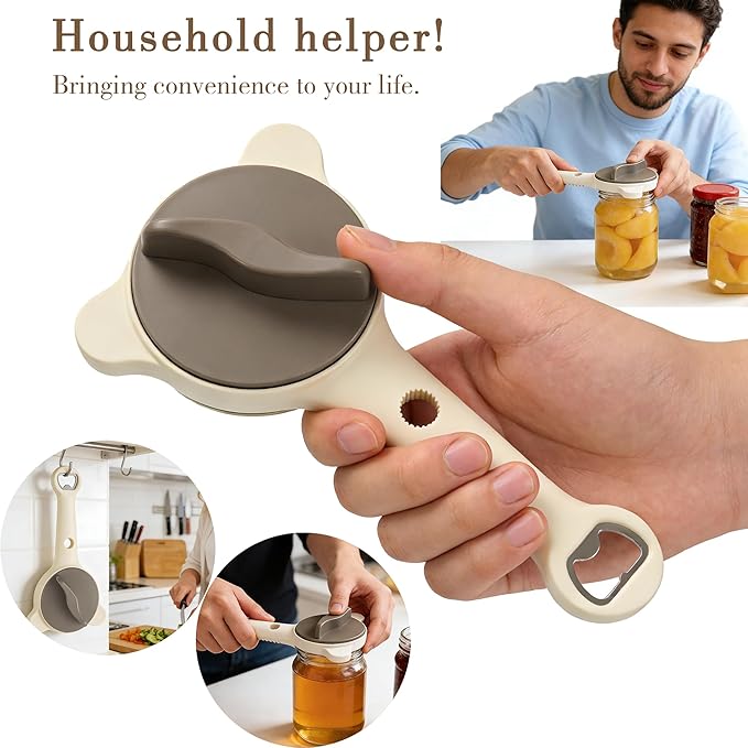Jar Opener for Weak Hands & Seniors - Multi-Size Retractable Bottle and Jar Opener, ABS Can Opener for Jars Bottles Cans, Ergonomic Kitchen Helper for Arthritis