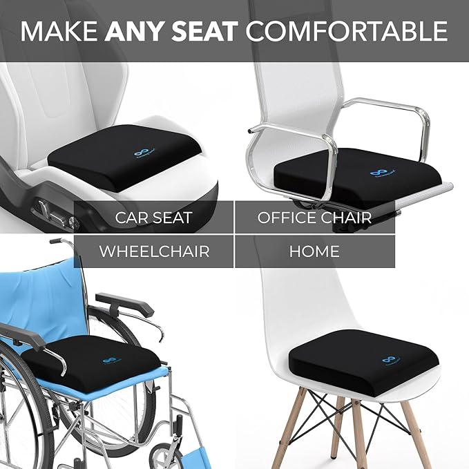 Everlasting Comfort Lumbar Support Pillow & Wheelchair Cushion Bundle - Office Chair Back Support Improves Posture, Eases Back Pain - Ventilated Gel Seat Cushion for Chair, Seniors, & Adults