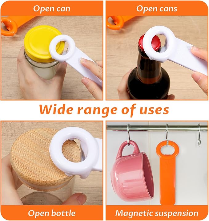 Jar Key, 2Pcs Jar Key Lid Opener for Seniors, Women, Men, Opening Jars Lid (Orange & White)
