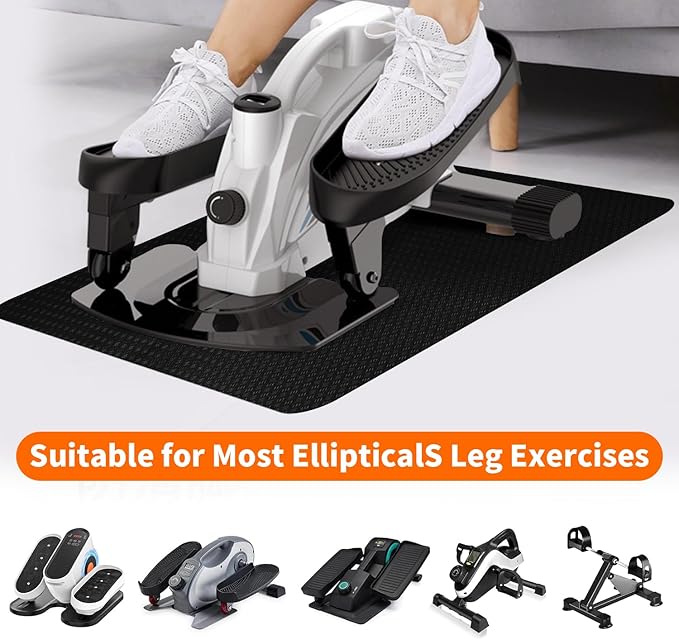 Double-Sided Non-Slip Workout Mat for Elliptical Machine, 23.6" x 17" Stepper Mat for Under Desk Ellipticals & Pedal Exercisers, Stability & Floor Protection, Compatible with Vibration Plate