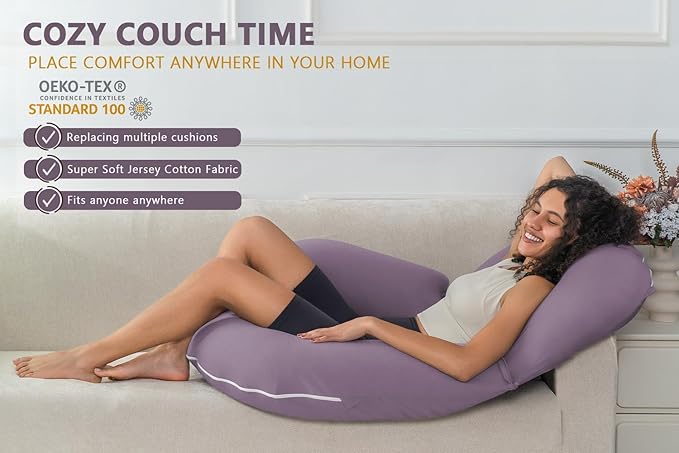 INSEN Reading Pillow, Back Pillow for Sitting in Bed for Reading, Nurse & Relax, Reading Pillow for Adults, Moms & Kids, Sit Up Pillow for Bed, Purple