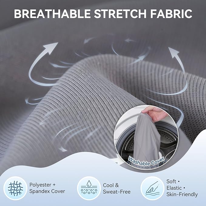 Large Lumbar Support Pillow for Office Chair, Ergonomic Low Back Support Promotes Back Pain Relief, Memory Foam Lumbar Pillow Cushion for Car, Sofa, Adjustable Strap Breathable Cover, Grey