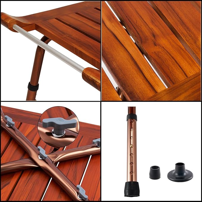 Teak Shower Bench Stool Chair Seat for Inside Shower Bath Sauna, for Elderly and Disabled