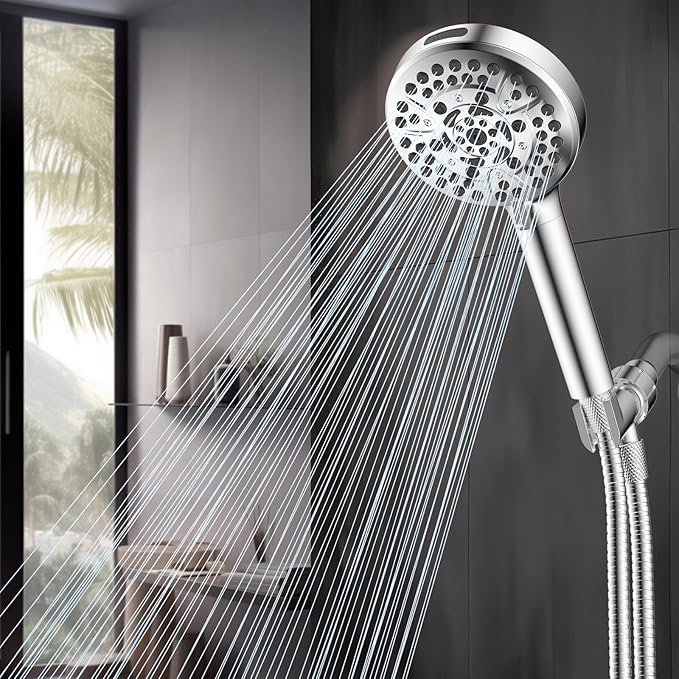 Hibbent Filtered Shower Head with Handheld, High Pressure 10 Spray Showerhead with Filters, Water Softener for Hard Water-Remove Chlorine, Reduces Dry Itchy Skin, Improve Skin& Hair Texture, Chrome