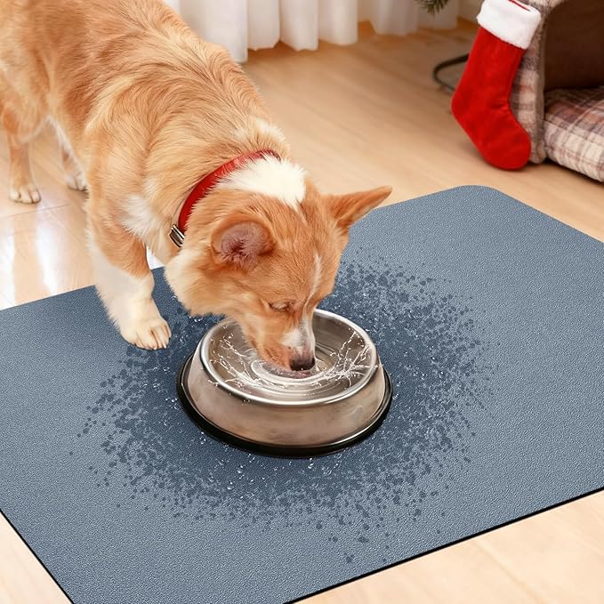 ACCUMTEK Non Slip Bath Mat, Thin Bathroom Rugs Fit Under Door, Quick Dry Bath Mats, Machine Washable Bath Rugs for Bathroom, Bathtub & Kitchen, Haze Blue/Upgraded Solid/24 x17