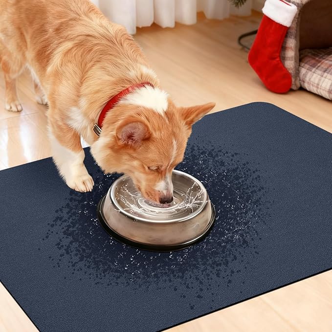 ACCUMTEK Non Slip Bath Mat, Thin Bathroom Rugs Fit Under Door, Quick Dry Bath Mats, Machine Washable Bath Rugs for Bathroom, Bathtub & Kitchen, Bathtub, Dark Blue/Solid/32 x20
