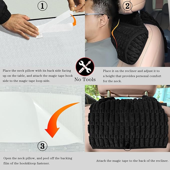 Memory Foam Headrest Pillow for Neck Pain Relief & Cervical Support - Ergonomic Neck Cushion for Office Chair, Car, Recliner, Sofa - Breathable & Pressure Relief (Black, 17" W x 2.7" D)