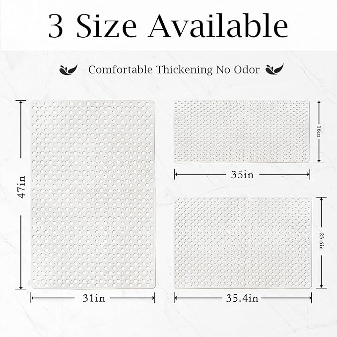 Tiamo Large Non Slip Shower Mats for Inside Shower,35.4x23.6 Inch Anti-Slip Shower Stall Mat for Elderly,Extra Long Bathtub Mat for Shower with Big Suction Cups
