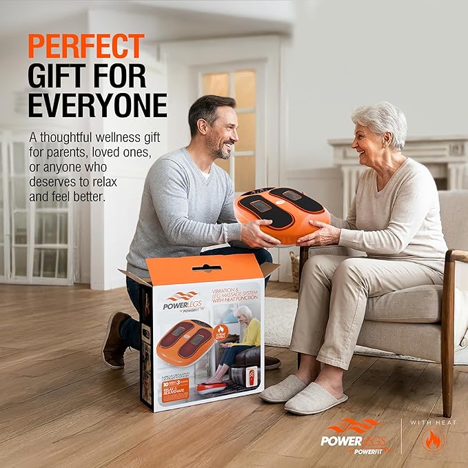 Powerfit Power Legs Electric Foot Massager Machine with Heat - Heated Foot Massager for Neuropathy Pain Circulation - Feet Massager for Pain Relief with Remote Control