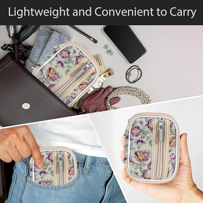 Pill Case Weekly Travel Pill Organizer for Purse with Removable 7 Day Pill Box Premium Neoprene Pill Container for Travel Purse Accessory, Vitamin, Supplement, Small Pieces Arrangement-Flower