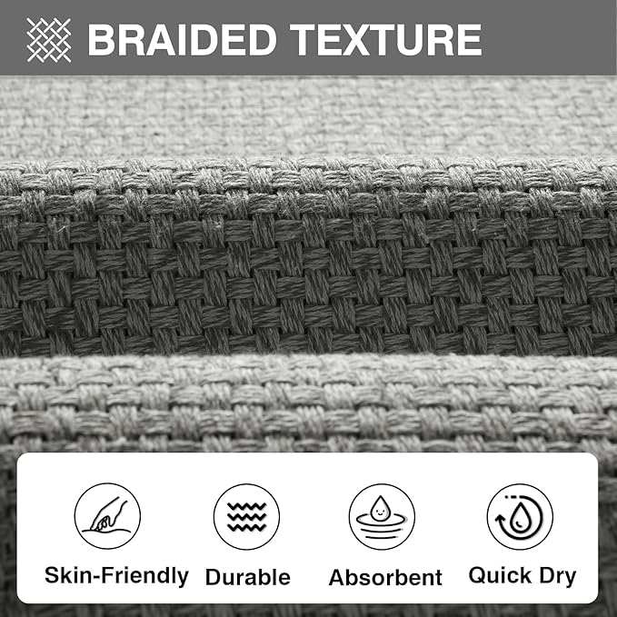 YDKGL Non Slip Ultra Thin Bathroom Rugs 20x32, Bath Mat Quick Dry Absorbent Bathroom Floor Mat Rubber Backed Fit Under Door, Woven Washable Bath Rugs, Grey