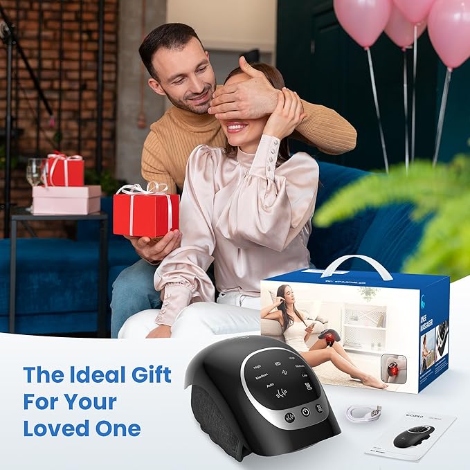 CuPiLo Knee Massager with Heat - Heating and Vibrating Pain Relief Knee Massager for Arthritis, Gifts for Elderly, Dad, Mom