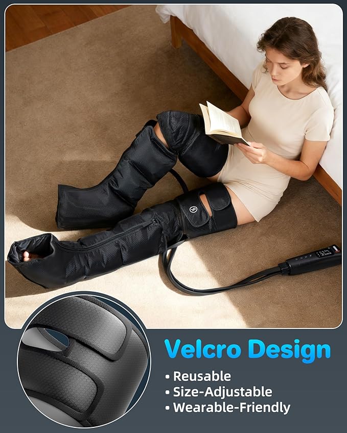YINGGG Leg Massager with Heat and Compression - Foot and Calf Massage Sleeve with 3 Heat, 6 Intensities, 6 Modes, Compression Boots for Circulation and Pain Relief
