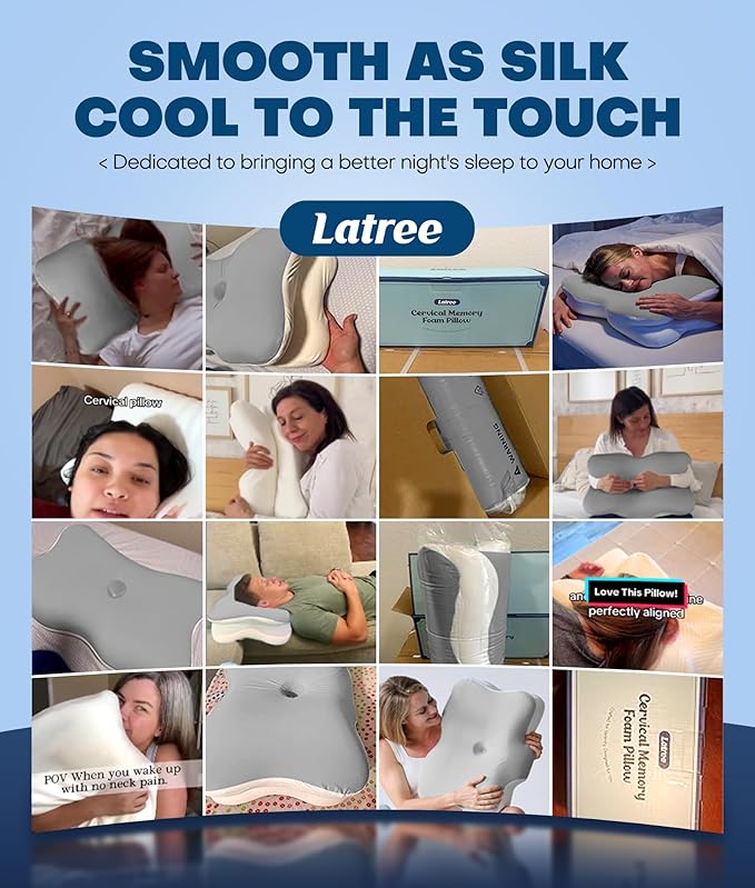 5X Pain Relief Cervical Neck Pillow for Neck Support, Orthopedic Cooling Side Sleeper Pillow for Sleeping, Odorless Contour Memory Foam Pillows, Ergonomic Bed Pillow for Side Back Stomach Sleeper