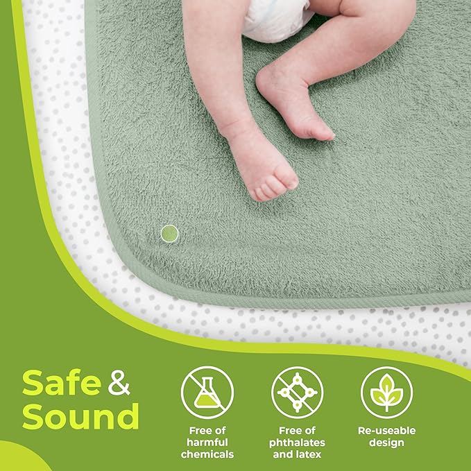 PeapodMats Bedwetting & Incontinence Waterproof Bed Mat - Reusable Underpad. Secure Placement & Breathable. Washable. Enviro Friendly 3x5 (Sage) Mattress Protector & Pee Pad for Kids & Adults