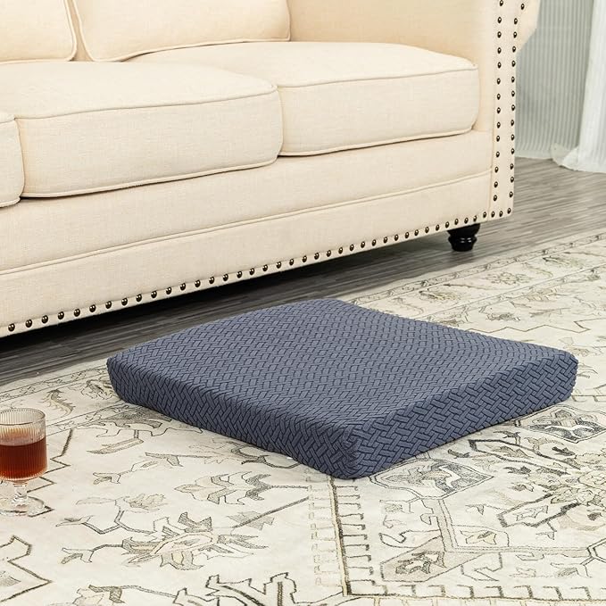 Recliner Cushions for Long Sitting Foam Seat Cushion Soft Tufted Layer for Elderly Seniors, Recliner Chair, Floor Pillow, Office Chair, Car, No Pressure on Thighs, 20X20X3 Inch - Blue-Gray