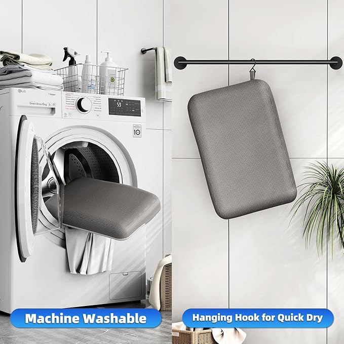 Shower Seat Cushion with Non-Slip Silicone Bottom, Shower Chair Cushion for Transfer Benches,Washable 3D Mesh Pad with Hook,Quick Drying Bathtub Chair Pad for Elderly, Pregnancy