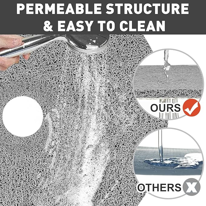 Shower Mat Non Slip: 31 Inch Diameter Extra Large Round Shower Mats with Drain Hole in Middle - Soft Loofah Great Drainage Shower Stall Matt for Inside Shower