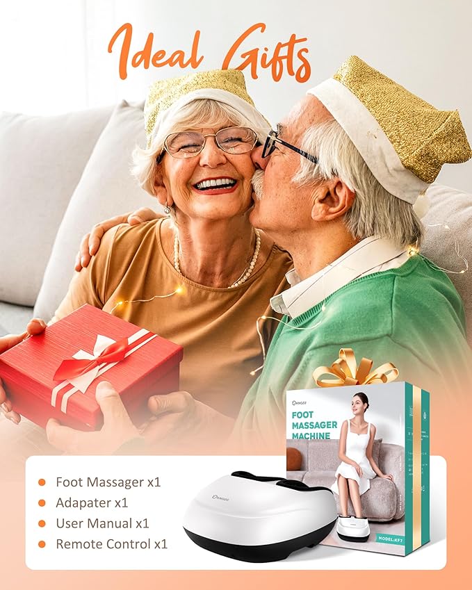 KNQZE Shiatsu Foot Massager with Heat, Compression, Deep Kneading Foot Massage for Plantar Fasciitis Relief, Remote Control, Multi Massage Modes, Auto Shut-Off Timer, FSA Eligible, White
