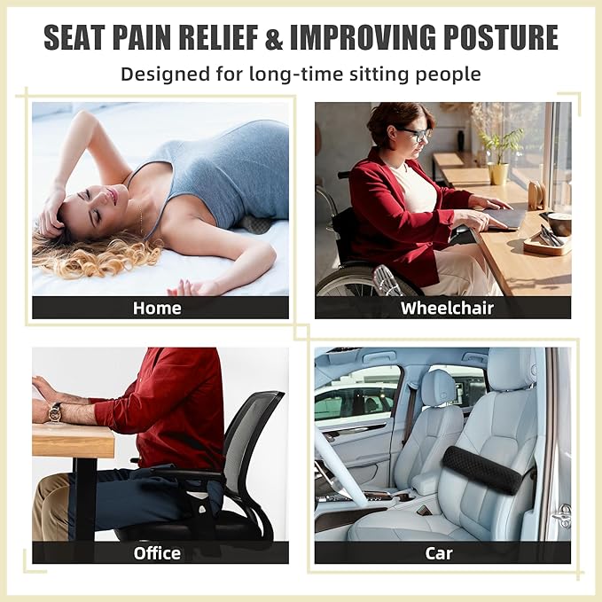 Lumbar Roll Pillow for Lower Back, Lumbar Support Foam Roll Cushion with Pillowcase and Upgraded Strap for Office, Chair, Car, Seat Pain Relief & Improving Posture (Black, Long-15 * 4.3'')