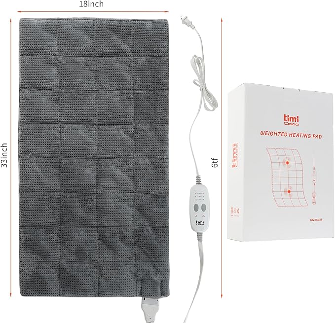 Heating Pad for Back - Weighted Heated Pad for Neck, Shoulder, Cramps and Knee, 3 Massage Modes & 3 Heat Levels, Auto Shut Off, Warm Gifts for Adult, 33"x18"