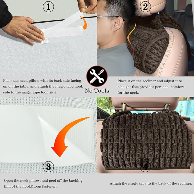 Memory Foam Headrest Pillow for Neck Pain Relief & Cervical Support - Ergonomic Neck Cushion for Office Chair, Car, Recliner, Sofa - Breathable & Pressure Relief(Brown, 17" W x 2.7" D)