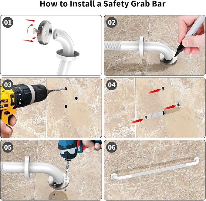 40 Inch Anti Slip Shower Grab Bar, Munzong Bathroom Grab Bar for Showers, White Knurled Handicap Balance Bar,Safety Hand Rail Support Elderly Senior Assist Bath Handle