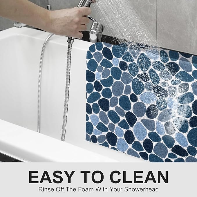 Extra Large Shower Mat: 24 X 36 Inch Stylish Shower Mats for Inside Shower - Soft PVC Loofah Trimmable Non Slip Shower Mat for Elderly, Quick Drying