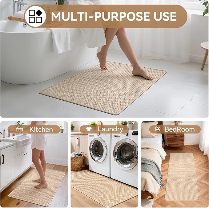 YDKGL Bathroom Rugs Non Slip, Extra Soft Absorbent Quick Dry Bath Mats, Foam Weave Texture Thin Bath Rugs Washable with Rubber Backing, 24" x 48“