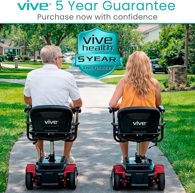 Vive 3 Wheel Mobility Scooter - Electric Powered Mobile Wheelchair Device for Adults - Folding, Collapsible and Compact for Travel - Long Range Power Extended Battery with Charger and Basket Included