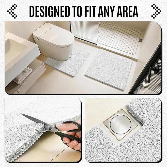 Joyhalo Shower Mat Bathtub Mat Non Slip, Bathmats Non Slip, Quick Drying Foot Scrubber Loofah Mats for Shower, Tub, Bathroom, Home, 24 * 24inch, White
