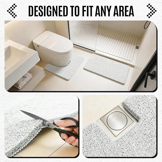 Joyhalo Shower Mat Bathtub Mat Non Slip, Bathmats Non Slip, Quick Drying Foot Scrubber Loofah Mats for Shower, Tub, Bathroom, Home, 31.5x16inch, White