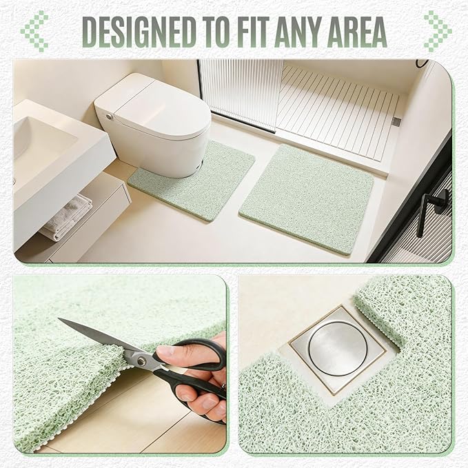 Joyhalo Shower Mats for Showers Anti Slip for Elderly, 24'' x 24'' Non Slip Bath Mat for Inside Shower, Bath Tub Mats for Bathroom Non Slip for Shower, PVC Loofah Bathroom Mats, Mint Green